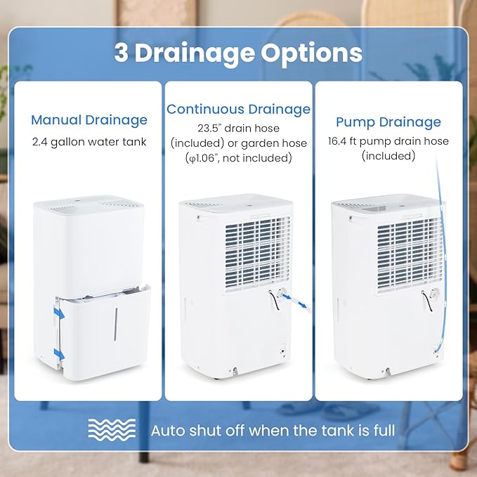 ARLIME 150 Pints Dehumidifier with Pump, 7000 Sq.Ft Energy Star Dehumidifier w/24H Timer, LED Display, Child Lock,2 Drain Hoses & Auto Defrost for Basement Garage Home Office (150 Pints)