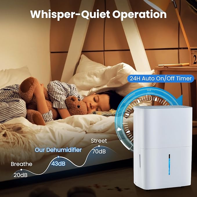 ARLIME 94.5 Pints Dehumidifier for Home, 6000 Sq.Ft Energy Star Dehumidifier w/24H Timer, LED Display, Child Lock, Drain Hose& Auto Defrost for Bedroom Basement Garage Office (94.5 Pints)