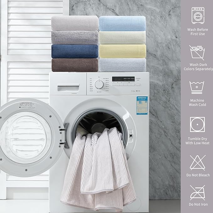 4 Piece Bath Towel Set 35"x70"Oversized Bath Towel for Bathroom Ultra Soft Fluffy Extra Large Bath Sheet Luxury Premium Bathroom Towel Highly Absorbent Quick Dry Shower Towel for Hotel Spa,Beige White