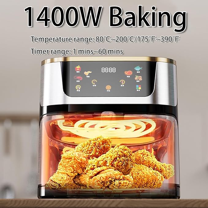 10L Air Fryer, Beelicious 8-In-One 10QT Air Fryers, with Viewing Window, Shake Reminder, 450°F Digital Airfryer with Flavor-Lock Tech, Dishwasher-Safe & Nonstick, Fit for 1-5 People