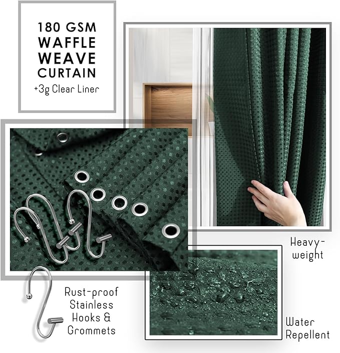 Bathroom Accessories Set with Shower Caddy and Bath Rugs 27PC Bathroom Accessory Set with Shower Caddies Green Bath Rugs, Shower Curtain Set, Toilet Brush, Trash Can, Soap Dispenser, Toothbrush holder