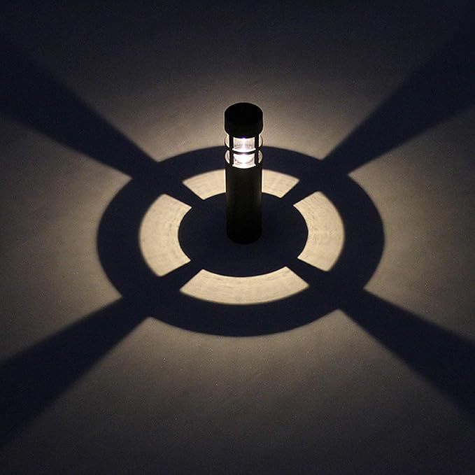 SUNWIND Solar Garden Lights Outdoor LED Bollard Solar Powered Path Lighting for Patio Pathway Backyard Lawn Landscaping (Black-6 Pack)