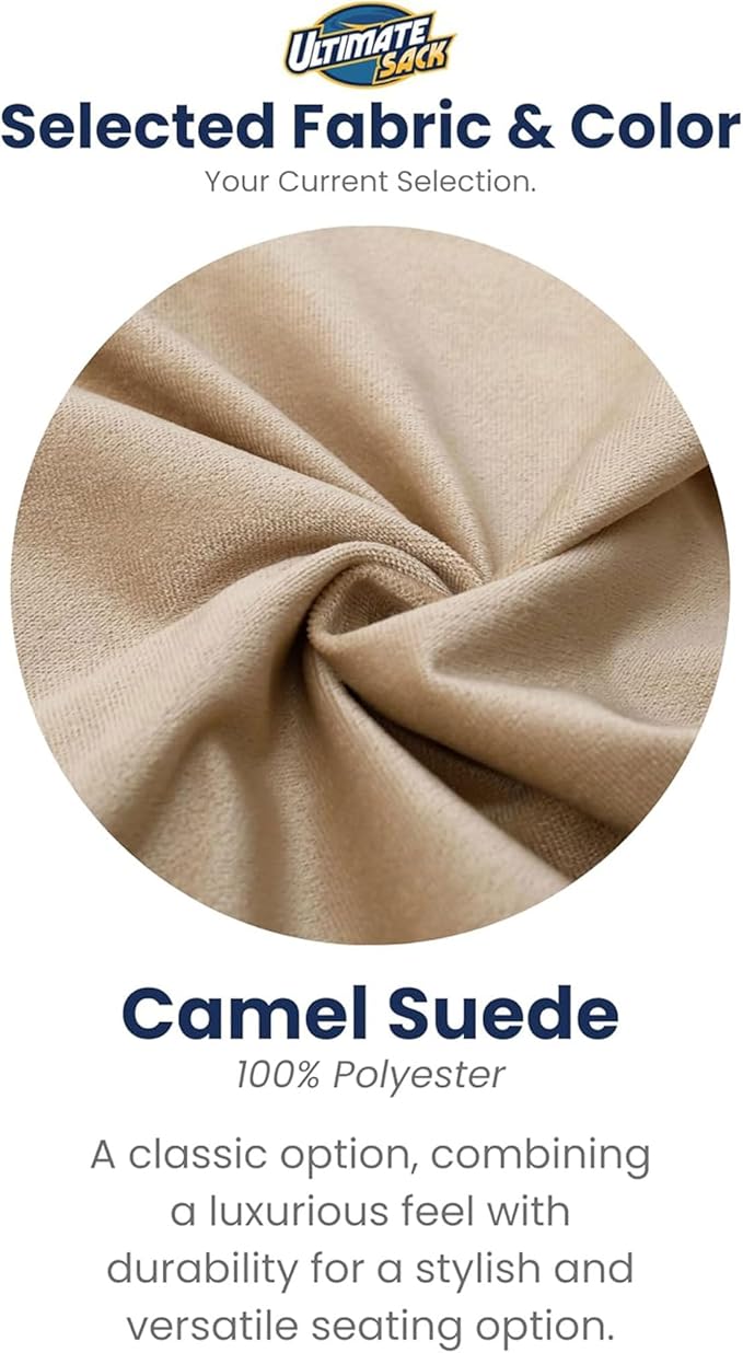 Ultimate Sack Kids Bean Bag Chair, Oversize Bean Bag Chair for Adults, Comfy Chair Bean Bag Couch Lounge Sofa Loveseat Furniture | Camel Suede