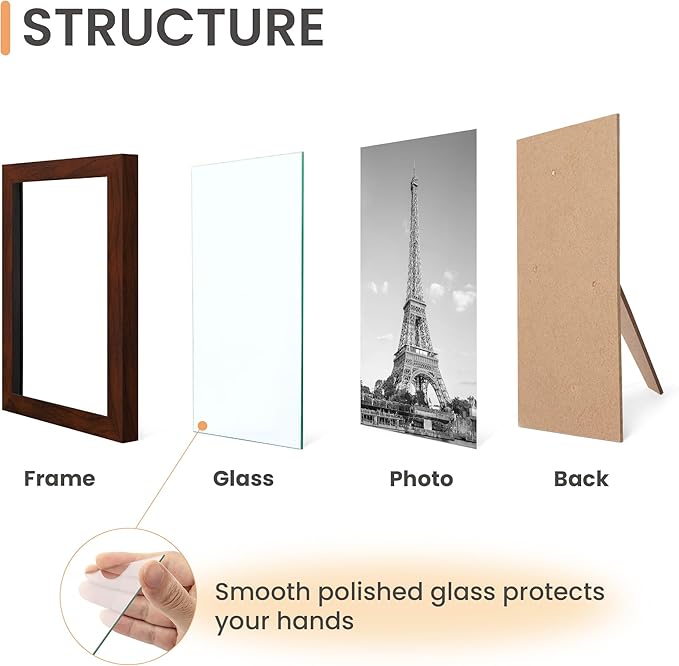 upsimples Certificate Frame with High Definition Glass, 8.5 by 11 Picture Diploma Document Frames for Wall and Tabletop, Mahogany 5 Pack