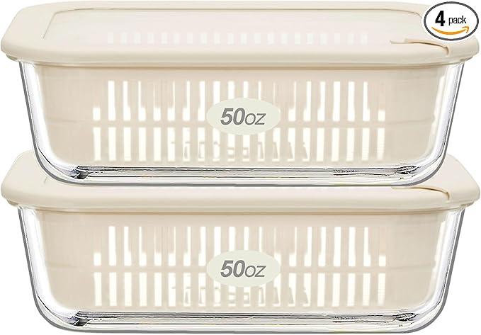 Urban Green Glass Food Storage Containers with Glass Lids, Microwave Safe Food Container Set, Aitight Meal Prep Container Set, LeakProof, 100% Plastic Free, 2 Pack