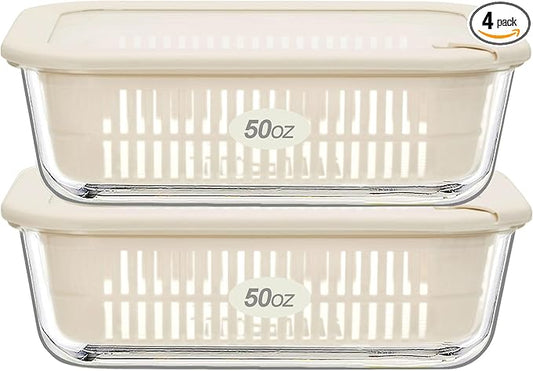 Urban Green Glass Food Storage Containers with Glass Lids, Microwave Safe Food Container Set, Aitight Meal Prep Container Set, LeakProof, 100% Plastic Free, 2 Pack