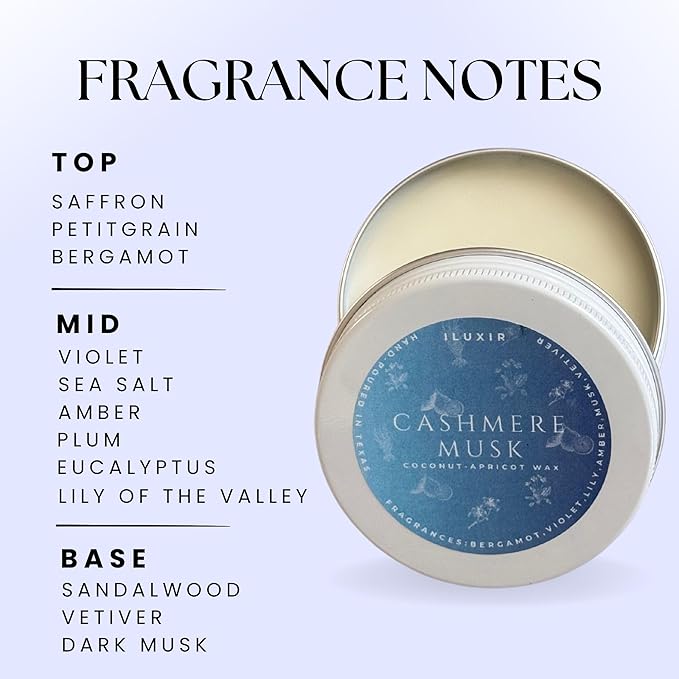 Cashmere Musk Luxury Candle – Cozy & Elegant Scent with Amber, Vetiver & Florals – Vegan, Handcrafted, Phthalate-Free, Cruelty-Free Coconut Wax Candle for Home(Pack of 4, 2 oz. Each)