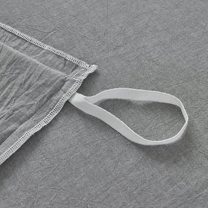 FACE TWO FACE Bedding Duvet Cover Set100% Washed Cotton Duvet Cover Linen Like Textured Breathable Durable Soft Comfy (Queen, Light Grey)