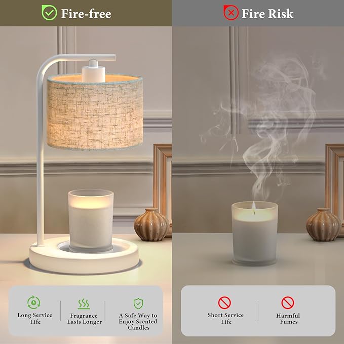 White Candle Warmer Lamp with Timer Dimmer, Electric Candle Warmer Wax Heater, Birthday Gifts for Women Her Mom, House Warming Gifts New Home