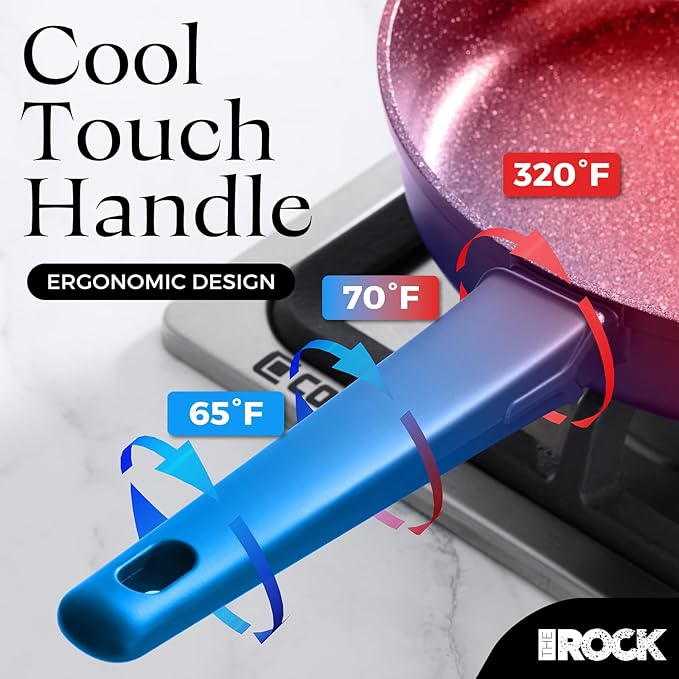 THE ROCK SOHO 12.5-Inch Non Stick Frying Pan with Lid – Nothing Sticks, Never Warps, Lasts Longer, Healthy Skillet with Heat-Resistant Handle, PFOA Free, Oven & Dishwasher Safe, Black