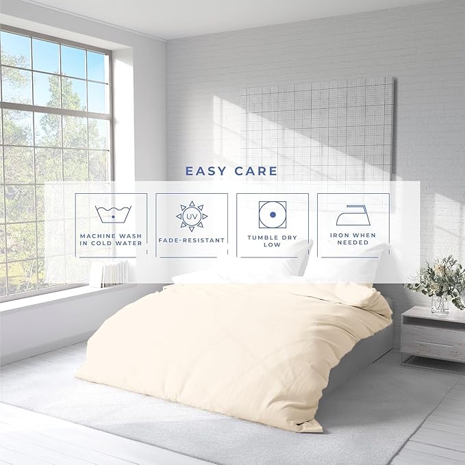 Kotton Culture 1 Pc Queen Size Duvet Cover Only -100% Egyptian Cotton Sateen 600 Thread Count Ultra Soft Premium Durable Comforter Cover Zipper Closure & Corner Ties (Butter, Queen/Full 90" X 90")