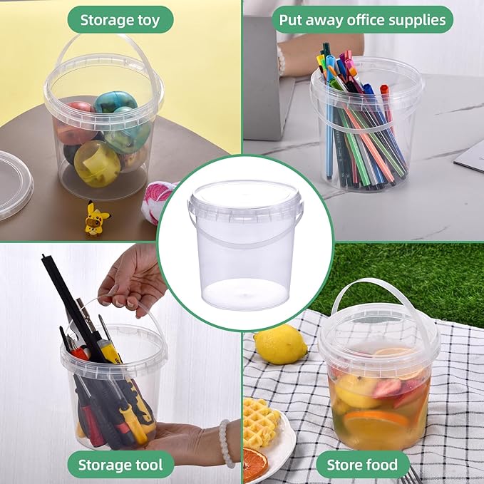 SHPii 48 oz Ice Cream Tub with Lid, Tamper Proof, BPA Free, Freezer and Microwave Safe Food Storage Container, Reusable Airtight Container, Leak Proof Tub for Snacks Deli Fruits, Drinks.(10 pack)