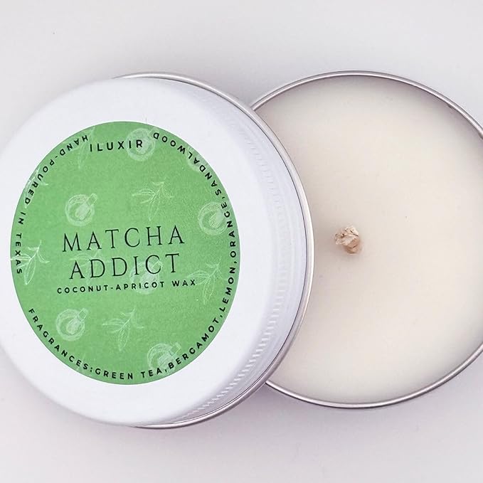 Matcha Scented Candle – Green Tea, Citrus & Sandalwood – Handcrafted, Non-Toxic, Coconut-Apricot Wax – Hand-Poured in The USA – Aromatherapy Candle Set for Relaxation (Pack of 4, 2 oz. Each)