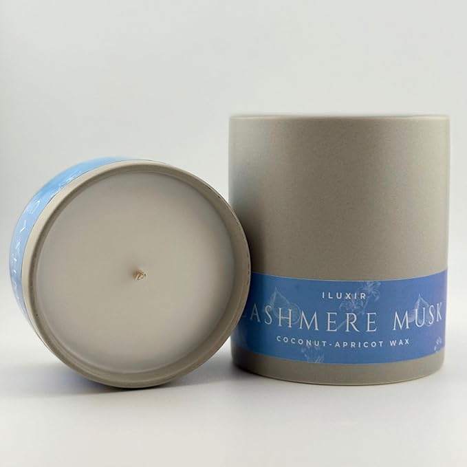 Amber, Vetiver & Florals Cashmere Musk Luxury Candle – Organic Scented Fragrance, Long Burning, Phthalate-Free, Vegan, Handcrafted 13 oz Candle with Luxury Gift Box for Home & Office