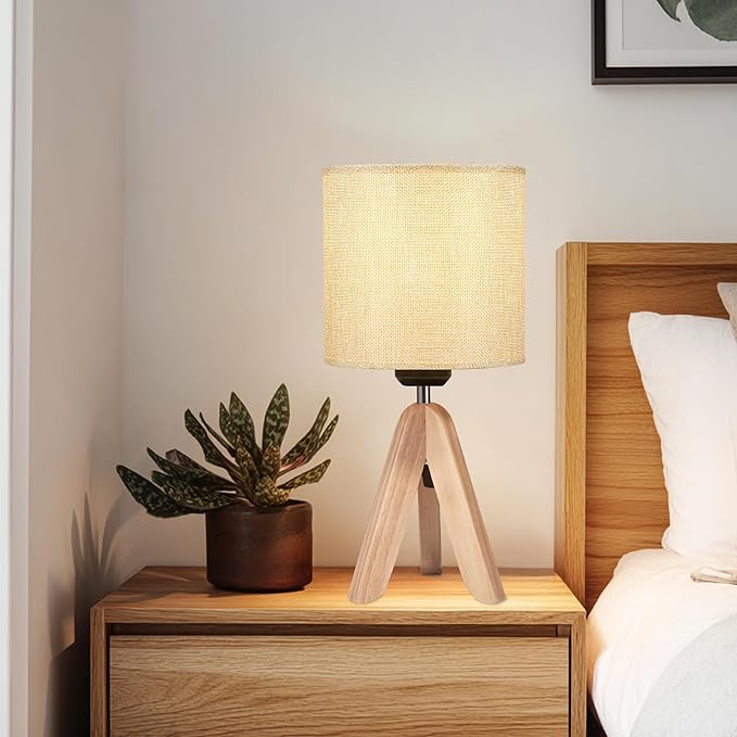 Hamilyeah Lamps for Night Stands Set of 2, Bedside Lamps with Gold Fabric Shade, Modern Table Lamps for Living Room with On/Off Switch, Simple Desk Lamps for Bedroom