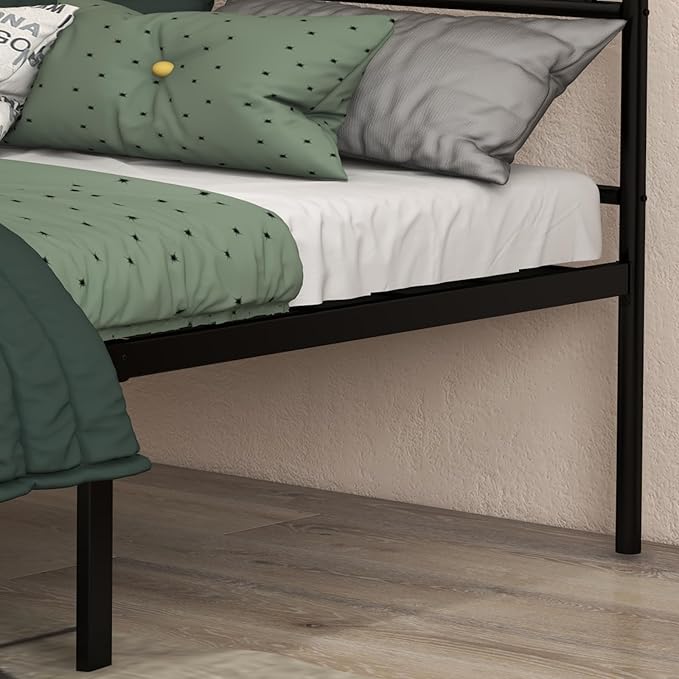 Metal Platform Bed Frame with Headboard & Footboard, Steel Slats Mattress Foundation No Box Spring Needed, 800Lbs Capacity, Noise-Free