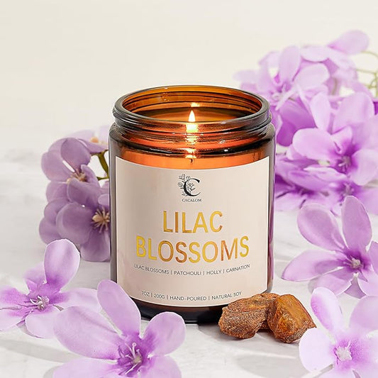 Lilac Scented Candles for Fall Home Decor, 7oz Birthday Candles, Long-Lasting Floral Aromatherapy Candle for Bedroom Bath, Gift for Women Birthday New Job House Warming Gifts Halloween Chirstmas Decor