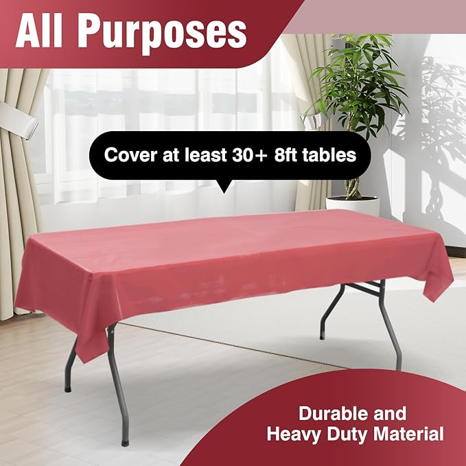 Craft And Party Coral Plastic Table Cover Roll, 40Inch X 300Feet Disposable Plastic Tablecloth, Banquet Rectangle Tablecover Roll