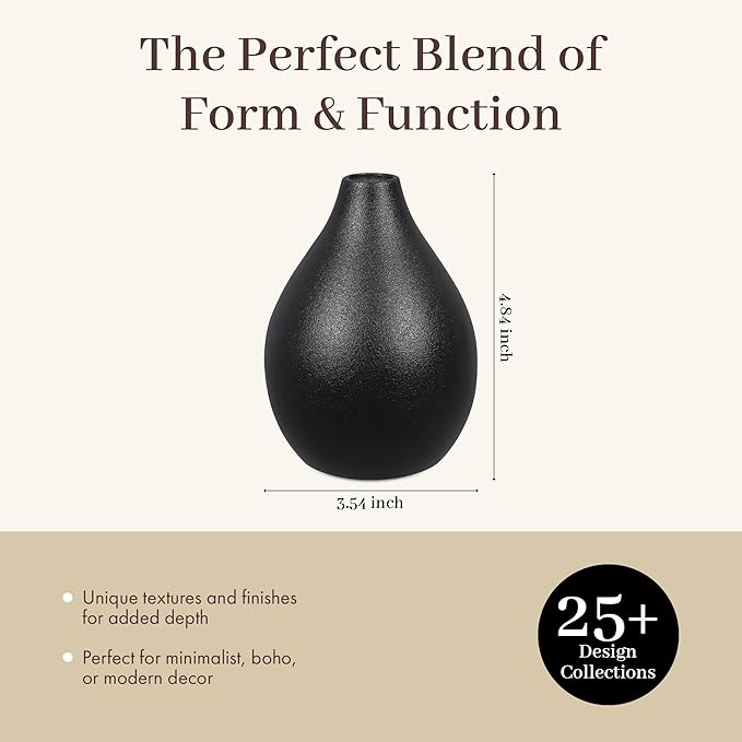 Young's Inc Stoneware Black Vase