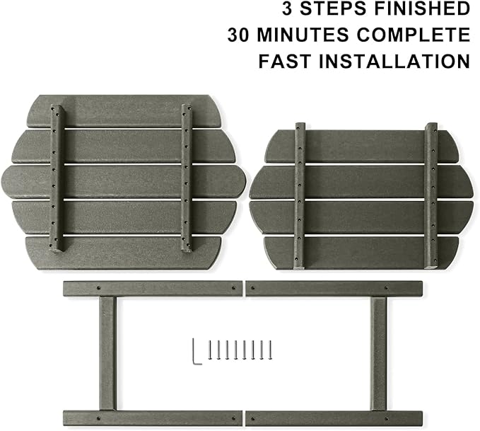 Small Outdoor Side Tables Modern 2-Tier Adirondack Table Rustic End Table HDPE Storage Shelf Industrial Corner Rectangle Coffee Table for Patio Garden Balcony Backyard Pool Farmhouse Home Grey