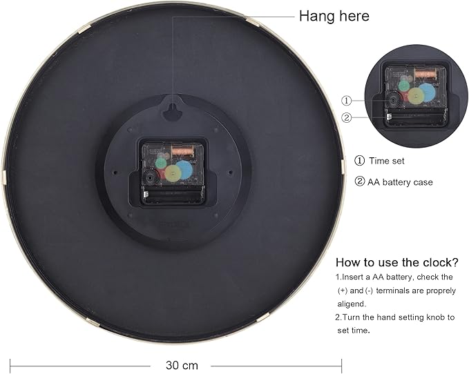 Lafocuse 12 Inch Blue Wall Clock Battery Operated for Kitchen Living Room, Silent Kids Analog Clock for Girls Boys Bedroom, Blue Home Décor