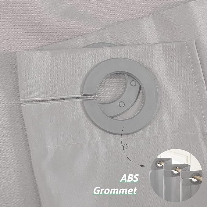 No Hook Extra Wide Shower Curtain,Polyester Fabric Shower Curtain Liner with 14 Plastic Split Grommets,Hotel Style Machine Washable & Waterproof Curtains for Bathroom,Light Grey 108x72 Inch