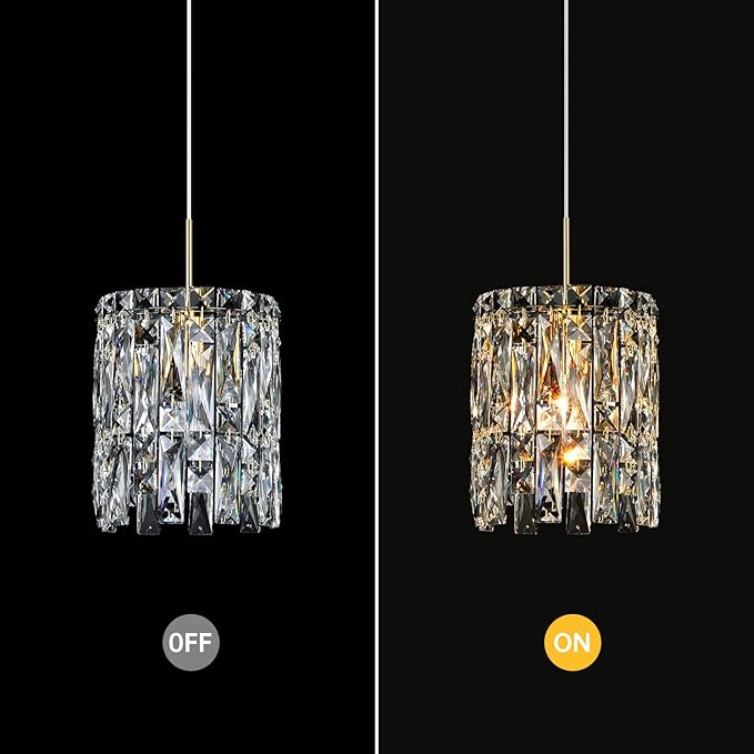 Modern K9 Crystal Pendant Lights Kitchen Island,1 Lighting Gold Chandeliers for Dining Room Light Fixtures Over Table,Hanging Chandelier for Kitchen Island Entryway Bathroom BedHead Light