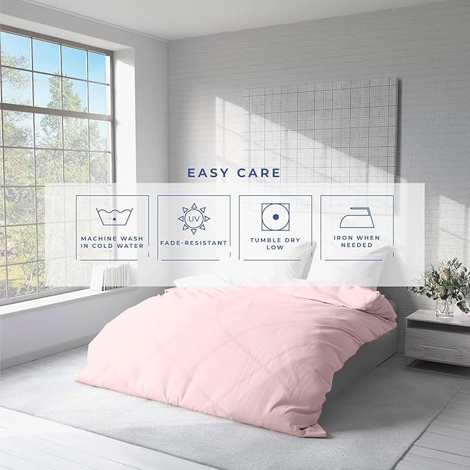 Kotton Culture 1 Pc King Size Duvet Cover Only -100% Egyptian Cotton Sateen 600 Thread Count Ultra Soft Premium Durable Comforter Cover Zipper Closure & Corner Ties (Pink Blush, King 102"x94")