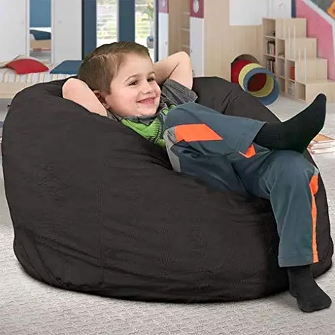 ULTIMATE SACK Kids Bean Bag Chair, Oversize Bean Bag Chair for Adults, Comfy Chair Bean Bag Couch Lounge Sofa Loveseat Furniture | Grey Suede