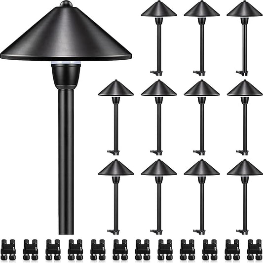 SUNVIE Low Voltage Landscape Lights 3W LED Pathway Lights Low Voltage 3000K Landscape Lighting 12-24V Waterproof Aluminum Wired Landscape Path Lights for Garden Walkway Yard ETL Listed Cord, 12 Pack