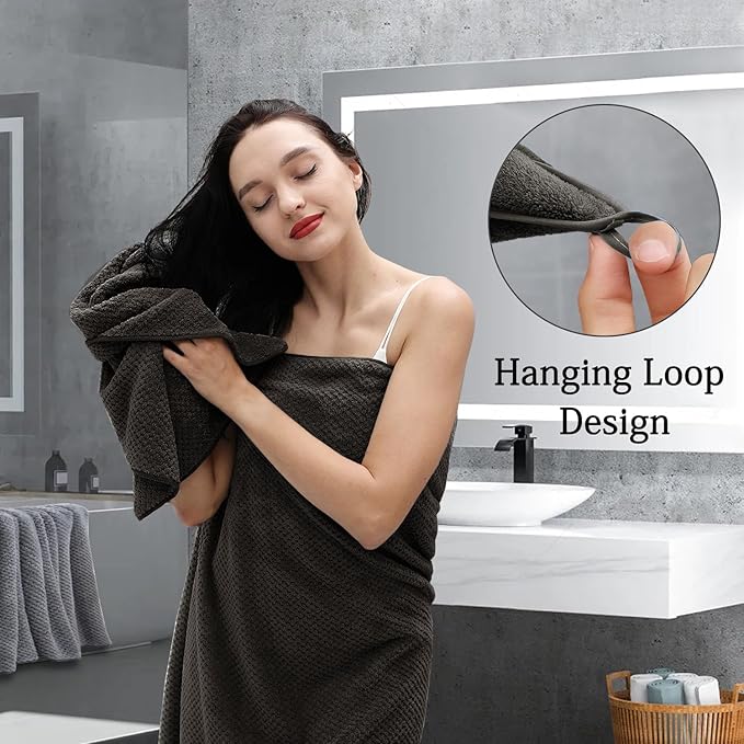 8-Piece Dark Coffee Bath Towels Set,2 Oversized Large Bath Towels Sheet,2 Hand Towels and 4 Washcloths - 600 GSM Soft Luxury Towel Set,Highly Absorbent Quick Dry Towel for Bathroom,Hotel and Spa