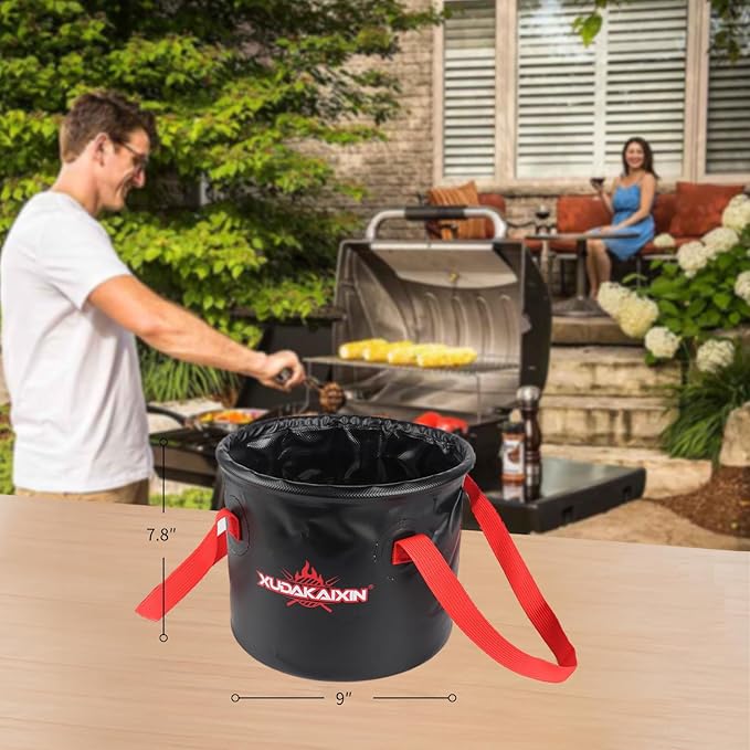 Grill Brush Collapsible Water Bucket for Grill Cleaning, Camping,and Outdoor Activities (Only Water Bucket No Grill Brush)