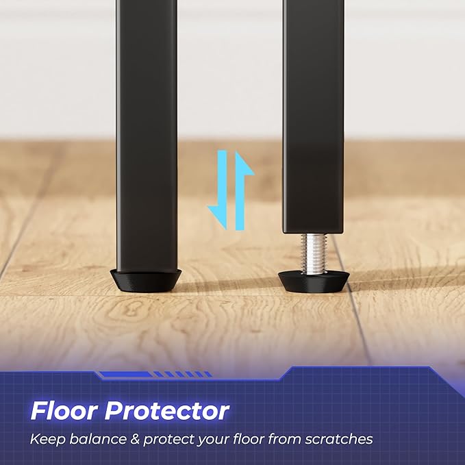 Huuger L Shaped Desk, 47 Inch Gaming & Home Office Desk with Reversible Storage Shelves, Metal Frame, Carbon Fiber Black