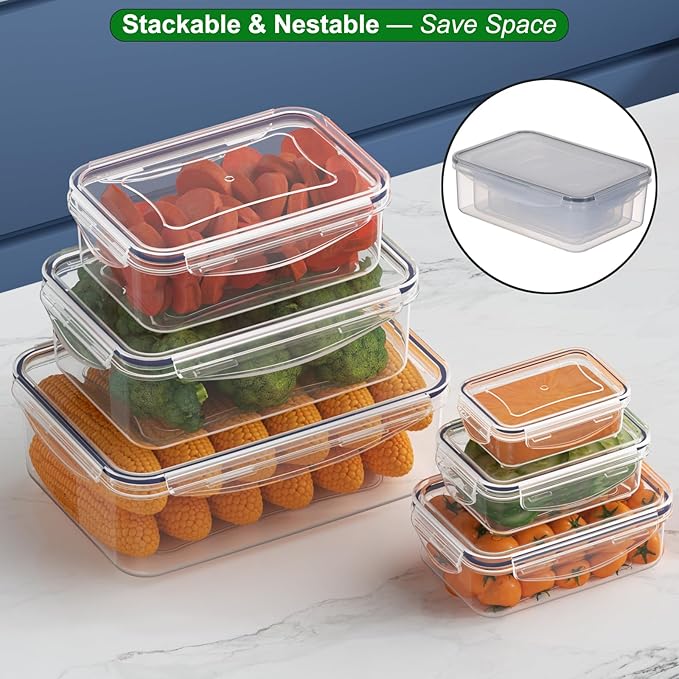 Taiuloo 36 PCS Food Storage Containers with Lids Airtight (18 Containers & 18 Lids), Reusable Leakproof Meal Prep Container for Lunch, BPA-Free Plastic Kitchen Organization, Freezer & Microwave Safe