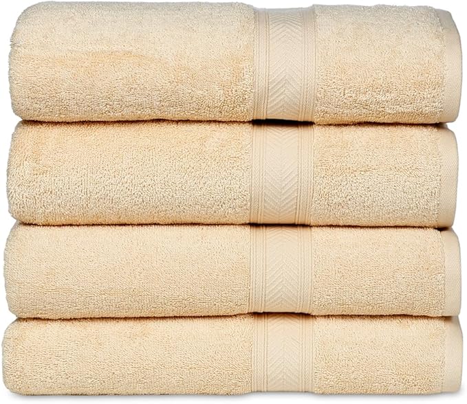 Casa Lino Linen Brown Bath Towels Set of 4 (54" x 27") - Large Bathroom Towel Set - 100% Cotton Towels for Bathroom - Highly Absorbent & Quick Dry Bath Towel Multipack - New Apartment Essentials