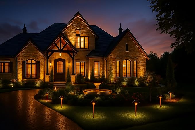 LED Pathway 126 Landscape Light (4 Pack) 12V Solid Copper Low Voltage 4W G4 LED Light Bulb Included Outdoor Mushroom Security Garden Patio Area Light for Beautiful Bright Long Lasting