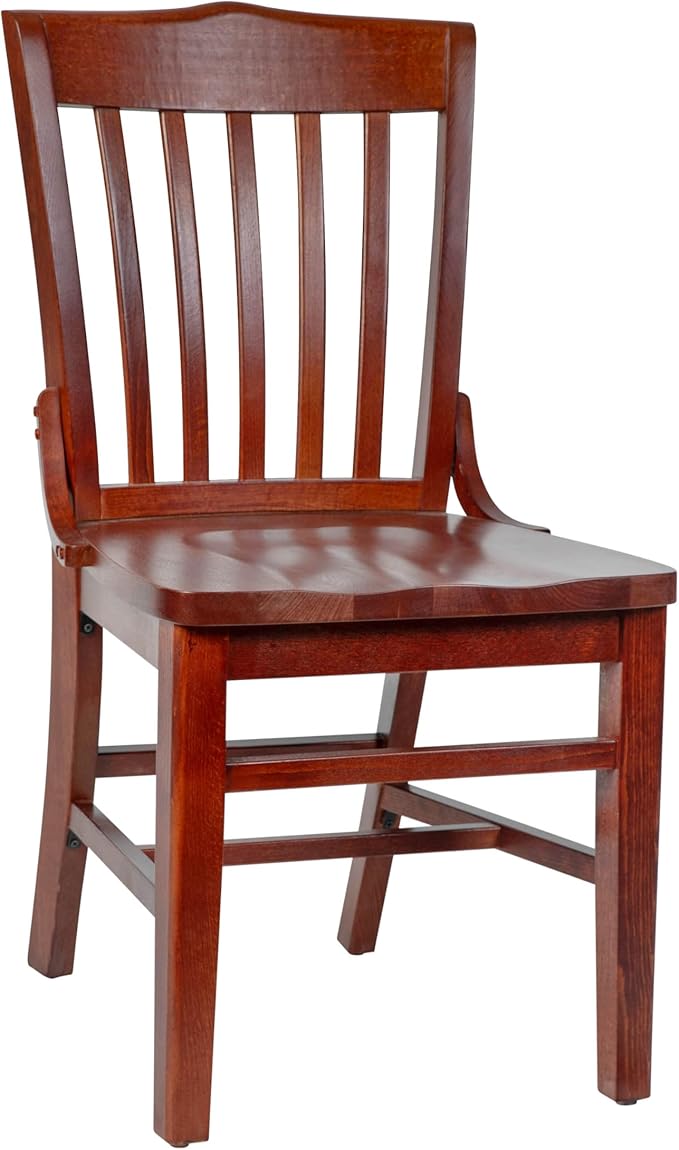 EMMA + OLIVER School House Back Mahogany Wood Chair