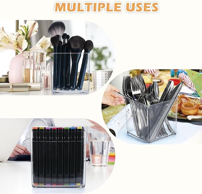 Acrylic Cube Vases Set of 3, Clear Square Vases, Shatterproof Flower Vase Decorative Centerpiece for Home, Wedding, 4”+5”+6”