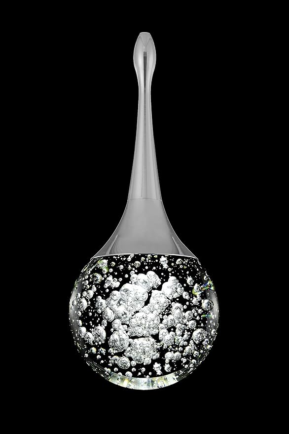 Flashing God Silver 1 Light Teardrop Crystal Pendant Lighting,Integrated Pendant Light with Crystal Bubble for Kitchen Island Globe Fixtures, Chromed Finishe 2700k 4500k 9000k
