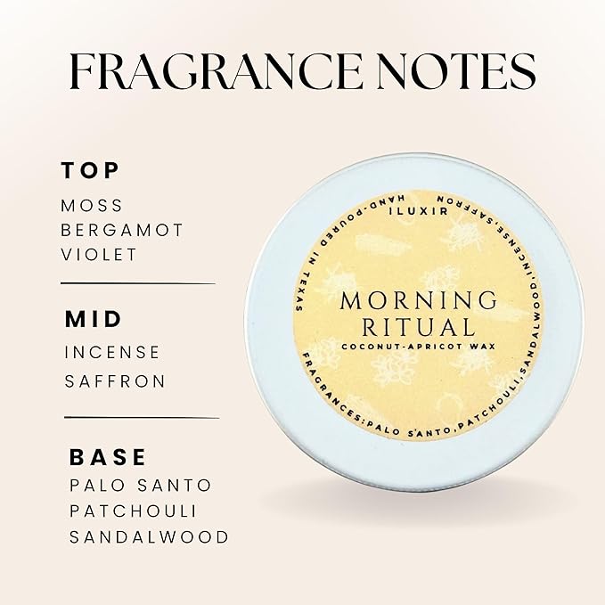 Morning Ritual Scented Candle – Earthy Moss, Palo Santo & Sandalwood – Ideal for Yoga, Meditation & Relaxation – Long Burning, Vegan, Phthalate-Free, Hand-Poured in The USA (4 Pack, 2 oz Each)