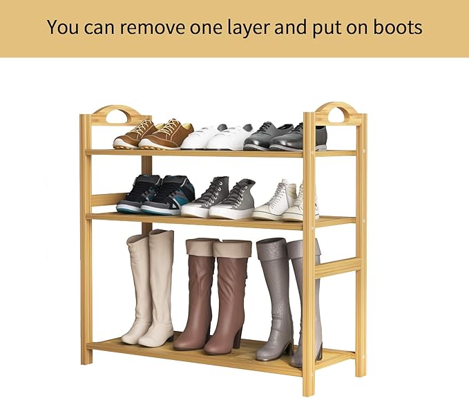 UDEAR Bamboo Shoe Rack 4-Tier Shoe Storage Organizer Entryway Shoe Shelf