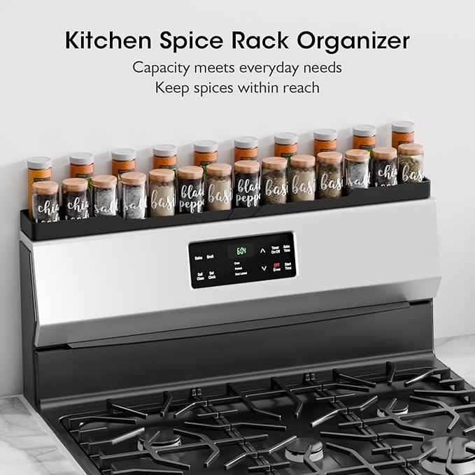 Silicone Magnetic Stove Shelf For Back Of Stove, Over The Stove Shelf, Magnetic Stove Top Shelf, Kitchen Spice Rack Organizer, Oven Shelf For Top Of Stove - Black