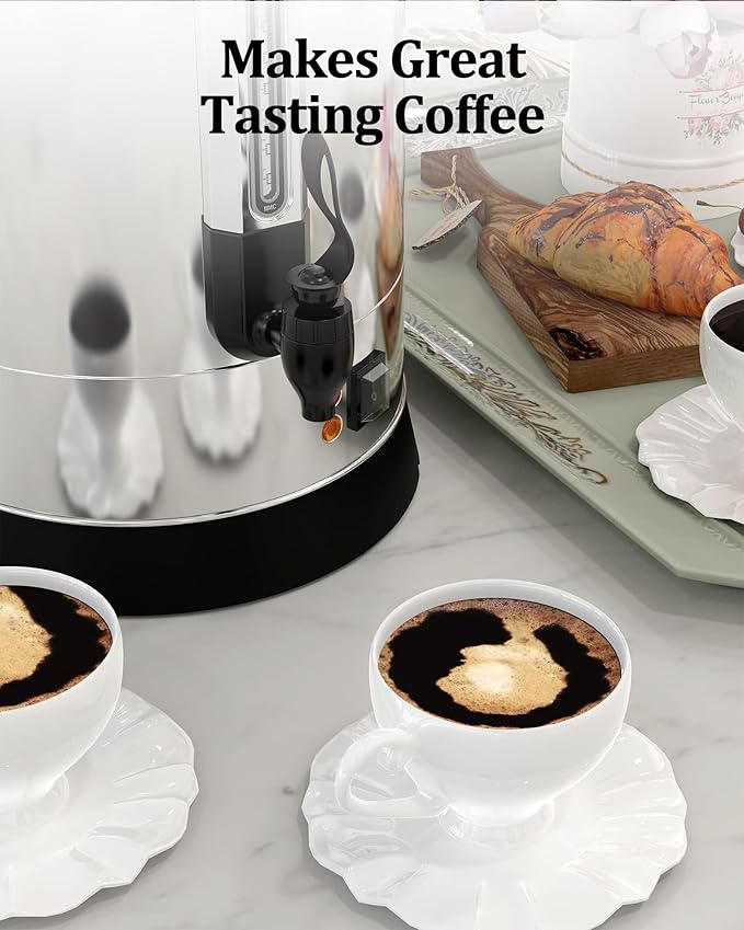Commercial Coffee Urn 16L 110-Cups, Double Layer Percolate Coffee Maker Dispenser Hot Water Urn Fast Brew, for Water, Tea, Beverage at Catering
