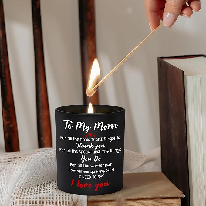 Birthday Gifts for Mom from Daughter Son - Long Lasting Vanilla Lavender Scented Candle 10 oz - Christmas Thank You Gifts for Mother, Mama, Mother in Law, Grandma, I Love You Mom Gift Ideas