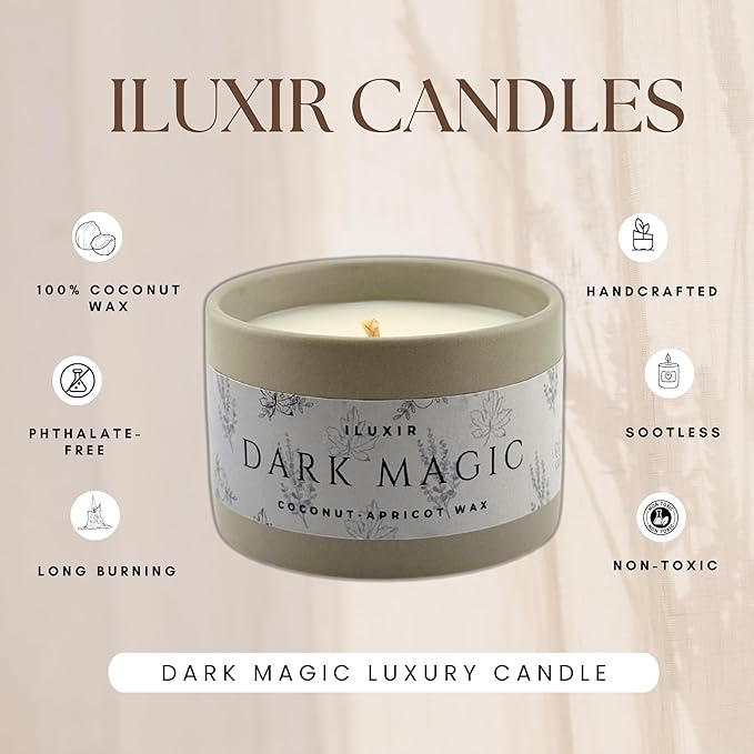 Eucalyptus, Amber & Dark Musk – Bold Cologne-Inspired Aroma - Dark Magic Scented Candle for Men – Hand-Poured in USA, Coconut-Apricot Wax, Phthalate-Free, Long-Lasting Burn (5 oz.)