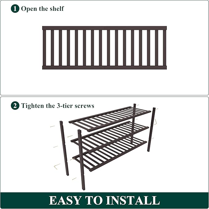 Smiry Bamboo Shoe Rack for Closet, 3 Tier Long Wooden Stackable Shoe Organizer, Free Standing Shoes Storage Shelf for Entryway, Front Door Entrance, Brown