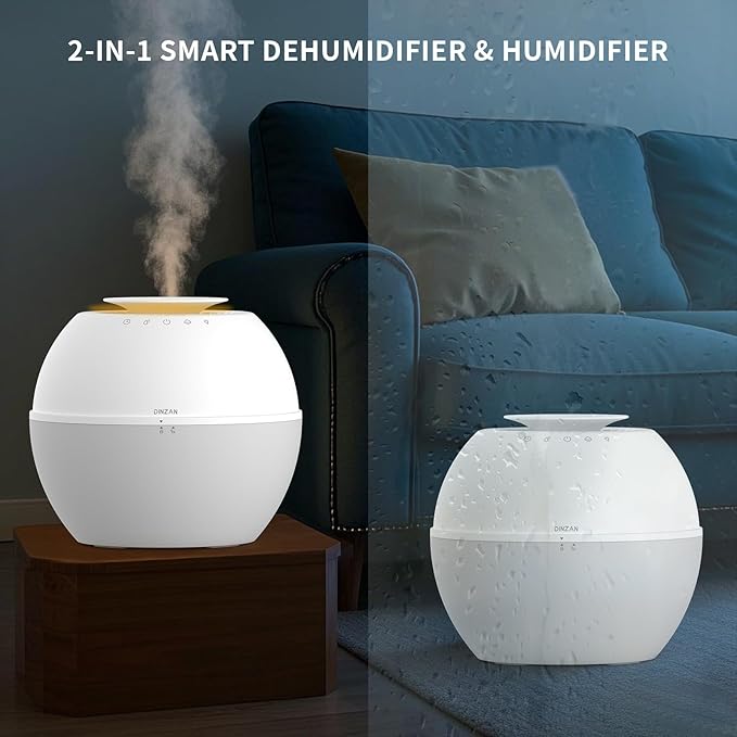 Dual-Function Humidifier & Dehumidifier 152oz Water Tank Steam distillation humidification for Bedroom With Drain Hose Humidifer RV Bathroom Auto Adjustment Timer Setting 7 Color LED Lights