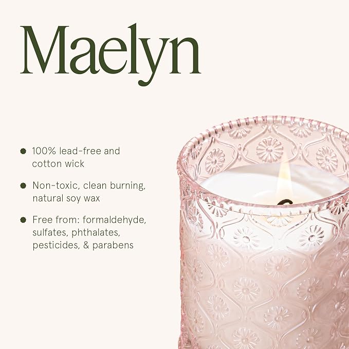 LA JOLIE MUSE Sandalwood Rose Candle, Scented Candles Gifts for Women, Natural Soy Candle, 6 oz 40 Hours Burn, Candles for Home Scented