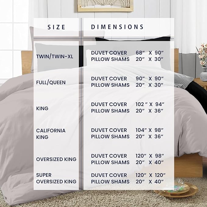 Kotton Culture 120"x98" 3 Pc Oversized King Duvet Cover Set 100% Egyptian Cotton - 600 TC Comforter Cover, Zipper Closure & Corner Ties - Fits Large King Inserts (Oversized King,Night's Shadow)