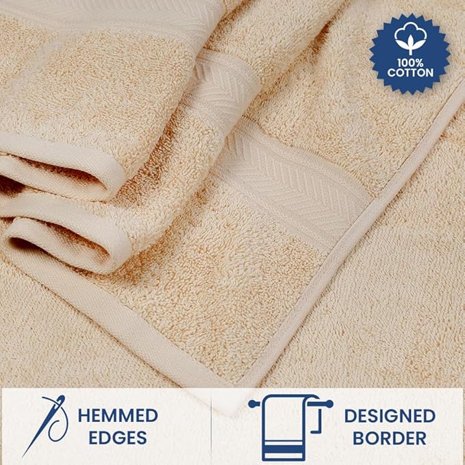 Casa Lino Linen Brown Bath Towels Set of 4 (54" x 27") - Large Bathroom Towel Set - 100% Cotton Towels for Bathroom - Highly Absorbent & Quick Dry Bath Towel Multipack - New Apartment Essentials